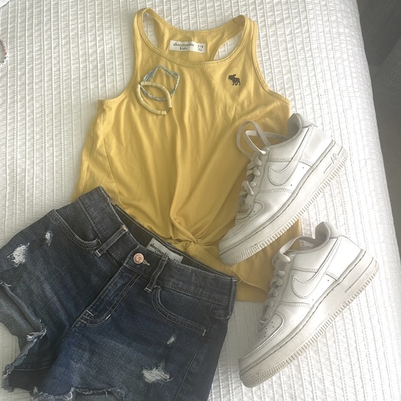 Yellow Abercrombie Kids Knotted Tank Top Girls 7/8 - Picture 1 of 4